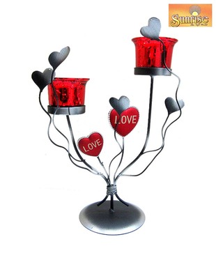 Sunrise Red & Black Hearts Candle Stand