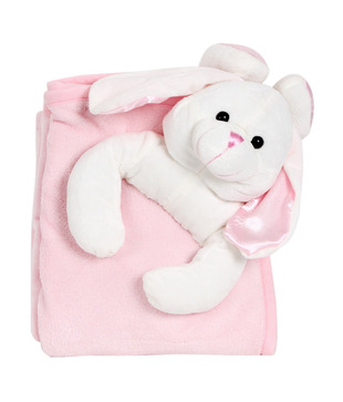 Keona Kidz Pink Baby Blanket With Puppy Motif