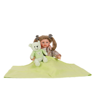 Keona Kidz Cute Green Baby Blanket & Teddy Set
