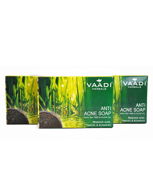 Vaadi Herbals Value Pack of  3 Anti Acne Soap - Clove & Tea Tree Oil (3 X 75 gms)