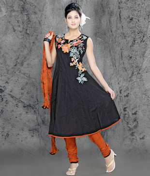 Varja Black Anarkali Suit With Dupatta