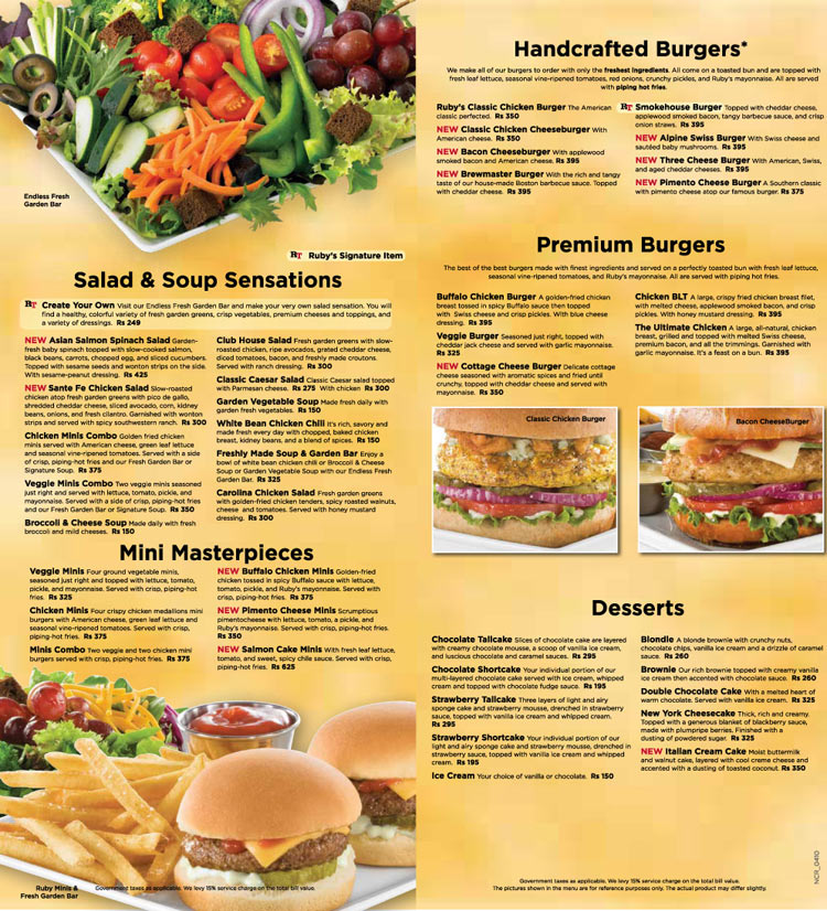 Ruby Tuesday Menu Nutrition